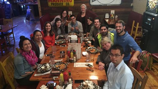 Lab Group Photo at Restaurant