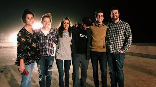 Lab Group Photo in street.